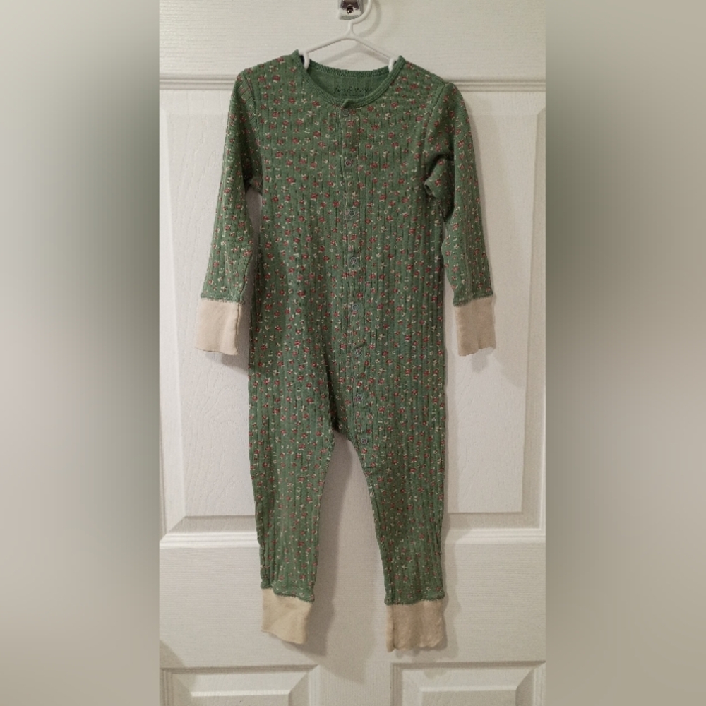 Fin & Vince Organic Cotton Jardin Floral Ribbed Long John 4Y EUC